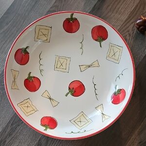 Kitchen Prep Tomato And Pasta Patterned Ceramic Plate